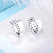 SATN122E100380 s925純銀女士雙排鉆耳扣簡約氣質鑲鉆耳環耳飾圓圈銀耳圈