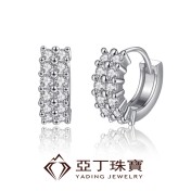 SATN122E100380 s925純銀女士雙排鉆耳扣簡約氣質鑲鉆耳環耳飾圓圈銀耳圈