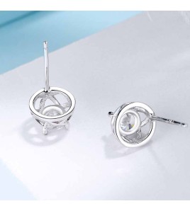 SATN122E100381 S925純銀幸運草耳釘花瓣飾品銀耳釘氣質韓國個性秋冬簡約耳環