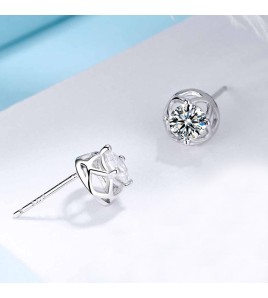 SATN122E100381 S925純銀幸運草耳釘花瓣飾品銀耳釘氣質韓國個性秋冬簡約耳環