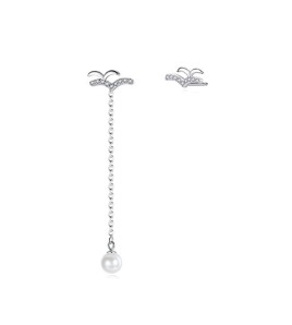 SATN122E100382 S925純銀海鷗耳墜女氣質森系耳飾不對稱時尚耳釘簡約耳環地攤