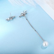 SATN122E100382 S925純銀海鷗耳墜女氣質森系耳飾不對稱時尚耳釘簡約耳環地攤