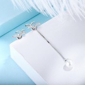 SATN122E100382 S925純銀海鷗耳墜女氣質森系耳飾不對稱時尚耳釘簡約耳環地攤