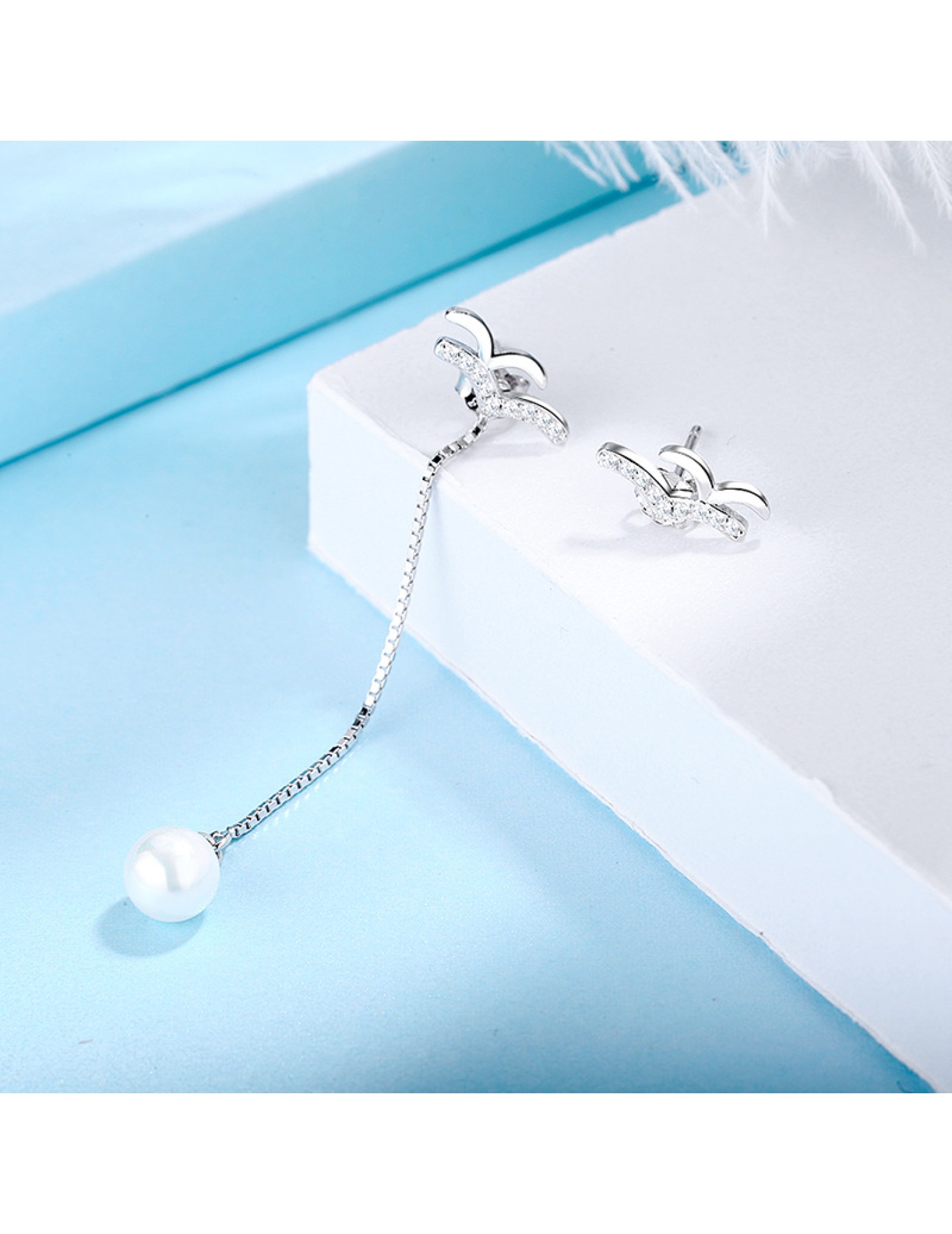 SATN122E100382 S925純銀海鷗耳墜女氣質森系耳飾不對稱時尚耳釘簡約耳環地攤