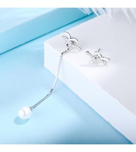 SATN122E100382 S925純銀海鷗耳墜女氣質森系耳飾不對稱時尚耳釘簡約耳環地攤