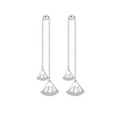 SATN122E100383 S925純銀耳墜女氣質耳環長款流蘇扇形耳釘清新耳線新款潮百搭耳飾