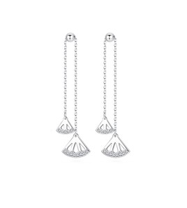 SATN122E100383 S925純銀耳墜女氣質耳環長款流蘇扇形耳釘清新耳線新款潮百搭耳飾