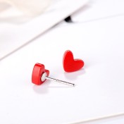 SATN122E100385 s925銀愛心耳釘女韓版小清新紅色心形耳釘甜美桃心耳飾品女代發