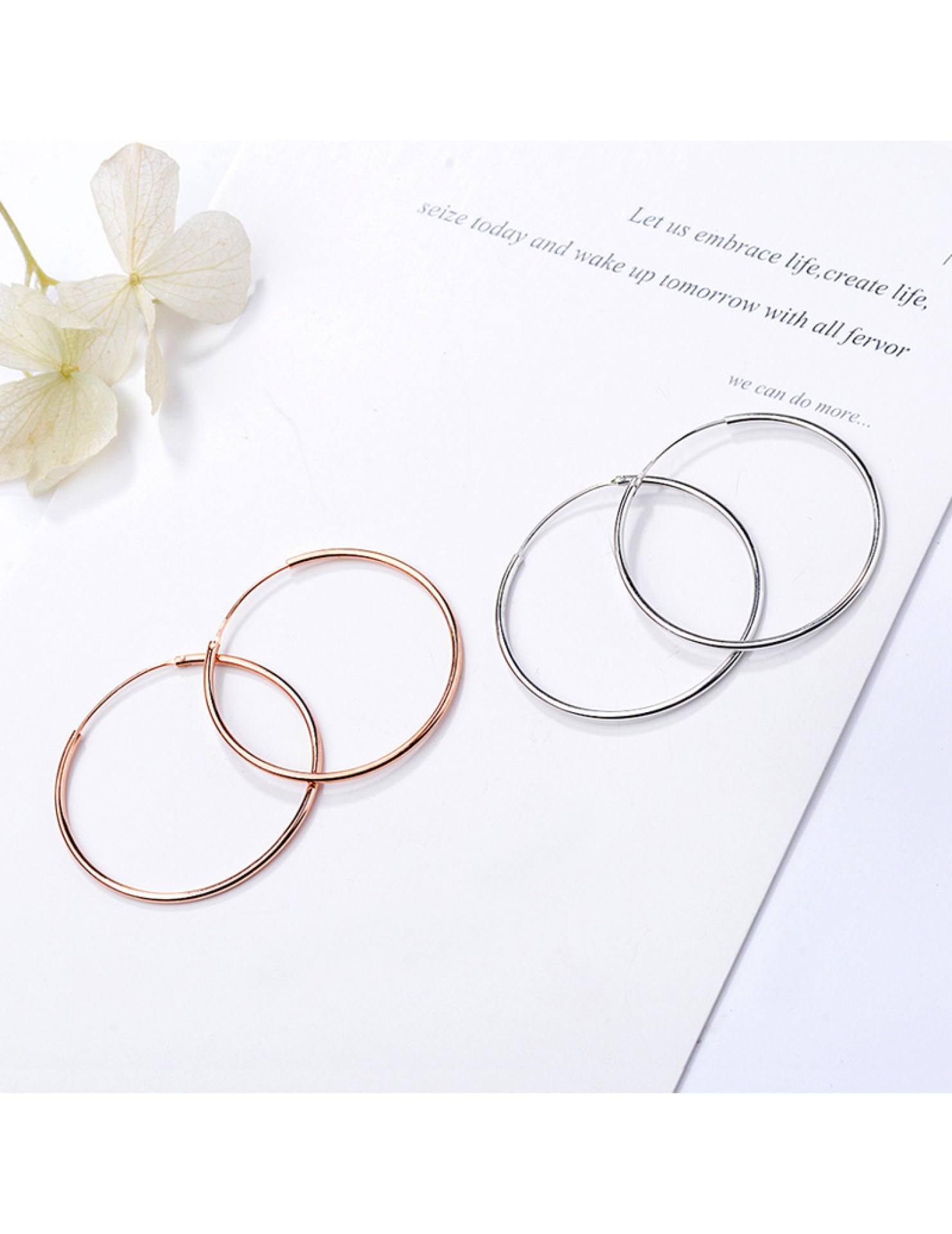 SATN122E100386 S925純銀韓版個性簡約氣質圓形圈圈耳環女耳飾品