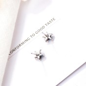 SATN122E100388 s925銀星星耳釘女時尚韓版甜美五角星藍鉆耳釘氣質耳飾品代發