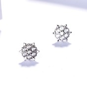 SATN122E100389 S925純銀女雪花鑲鉆耳釘甜美韓國圣誕冬天款簡約耳飾生產