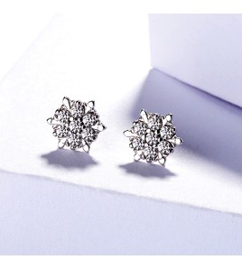 SATN122E100389 S925純銀女雪花鑲鉆耳釘甜美韓國圣誕冬天款簡約耳飾生產