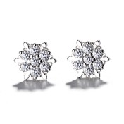 SATN122E100389 S925純銀女雪花鑲鉆耳釘甜美韓國圣誕冬天款簡約耳飾生產