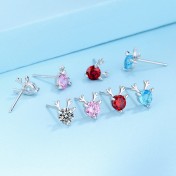 SATN122E100390 S925純銀可愛鹿角耳釘女小眾設計高級感麋鹿耳環圣誕節輕奢耳飾