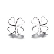SATN122E100391 S925純銀耳飾韓國飾品四葉幸運草耳釘女生時尚耳環學生銀飾品