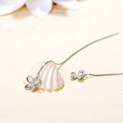 SATN122E100394 S925純銀女長款韓國氣質簡約蝴蝶耳線耳墜甜美耳飾品代發