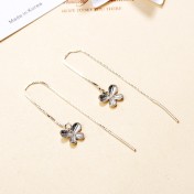 SATN122E100394 S925純銀女長款韓國氣質簡約蝴蝶耳線耳墜甜美耳飾品代發