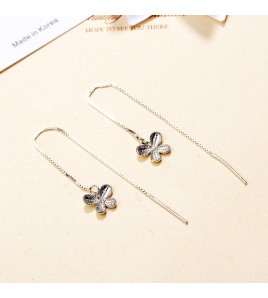 SATN122E100394 S925純銀女長款韓國氣質簡約蝴蝶耳線耳墜甜美耳飾品代發