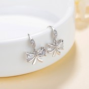 SATN122E100396 S925純銀時尚蝴蝶結鑲鉆耳釘耳飾女日韓甜美耳墜耳環