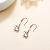 SATN122E100398 S925純銀女韓版海豚耳墜流行時尚耳環個性海豚耳飾品代發