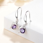 SATN122E100398 S925純銀女韓版海豚耳墜流行時尚耳環個性海豚耳飾品代發