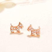 SATN122E100399 S925純銀新款韓版本命年簡約可愛小狗耳釘鑲鉆耳環耳飾品代發
