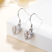 SATN122E100400 S925純銀女耳釘日韓版簡約心形耳鉤經典百搭耳飾品批