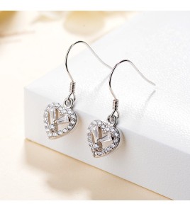 SATN122E100400 S925純銀女耳釘日韓版簡約心形耳鉤經典百搭耳飾品批