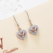 SATN122E100400 S925純銀女耳釘日韓版簡約心形耳鉤經典百搭耳飾品批