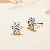 SATN122E100402 S925純銀雪花耳釘日韓版鑲鉆設計簡約百搭雪花耳飾品