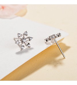 SATN122E100402 S925純銀雪花耳釘日韓版鑲鉆設計簡約百搭雪花耳飾品