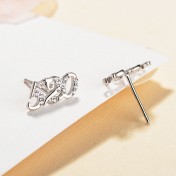 SATN122E100403 S925純銀女耳釘520 1314幸運情侶耳釘韓版簡約耳飾情人節禮物