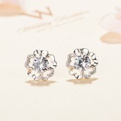 SATN122E100404 S925純銀甜美小眾三生三世梅花耳釘女簡約氣質花朵耳環高級感耳飾