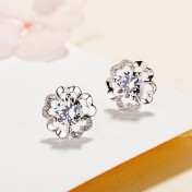 SATN122E100404 S925純銀甜美小眾三生三世梅花耳釘女簡約氣質花朵耳環高級感耳飾