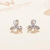 SATN122E100405 925純銀女韓版時尚簡約氣質花朵耳釘小清新花朵耳飾代發