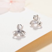 SATN122E100405 925純銀女韓版時尚簡約氣質花朵耳釘小清新花朵耳飾代發