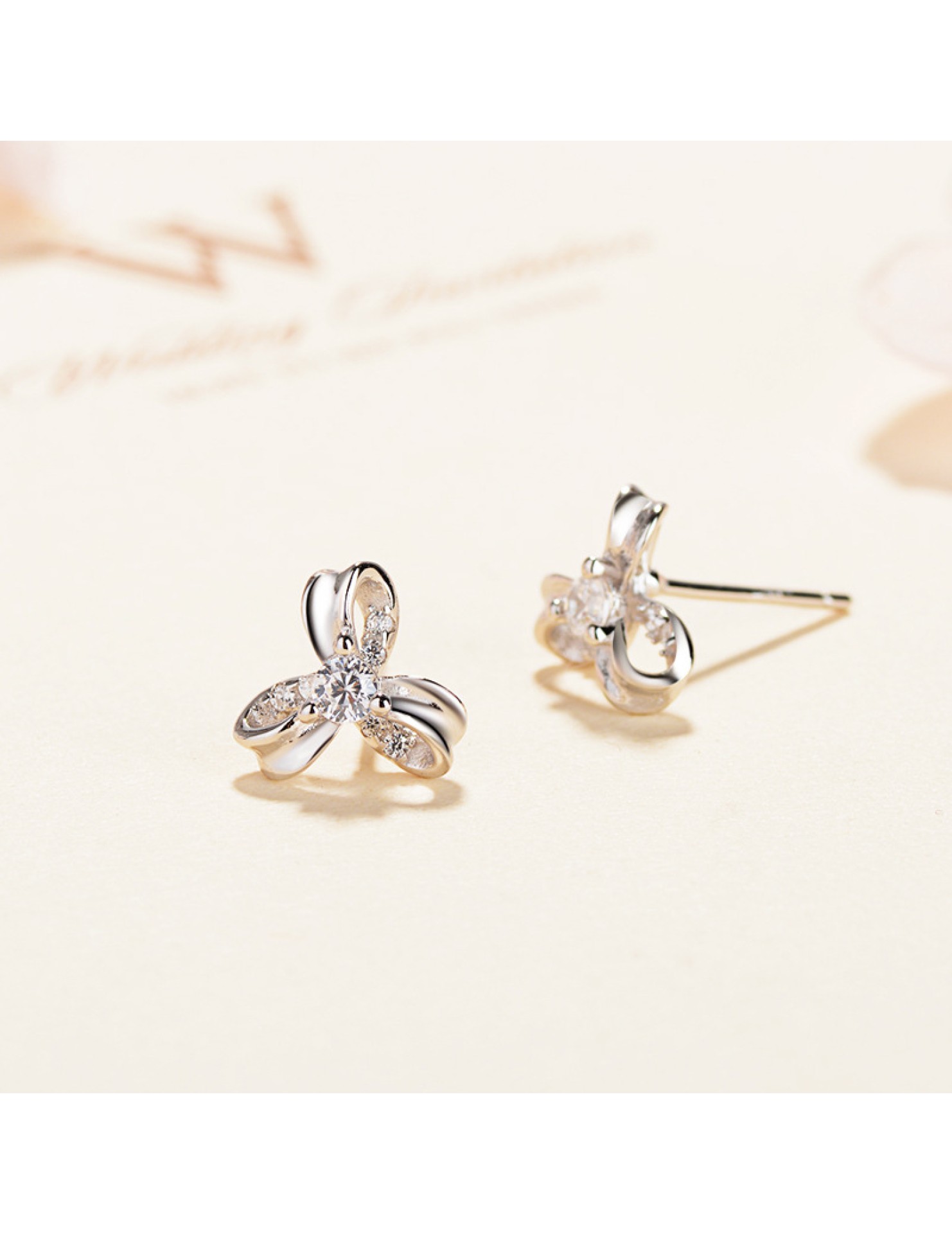 SATN122E100405 925純銀女韓版時尚簡約氣質花朵耳釘小清新花朵耳飾代發