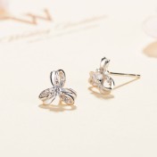 SATN122E100405 925純銀女韓版時尚簡約氣質花朵耳釘小清新花朵耳飾代發