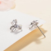 SATN122E100405 925純銀女韓版時尚簡約氣質花朵耳釘小清新花朵耳飾代發