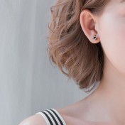 SATN122E100411 S925純銀韓版簡約情侶鋯石星星耳釘三角形六角形耳飾飾品