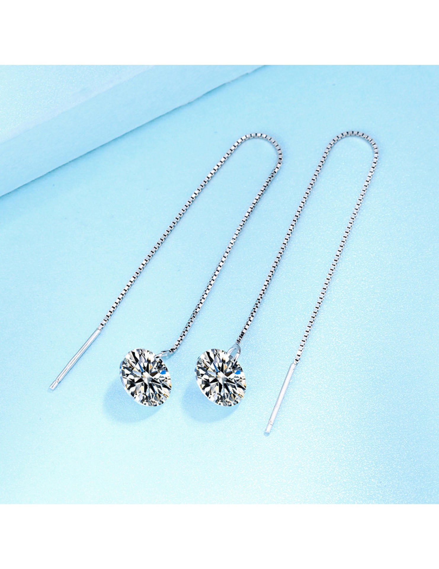 SATN122E100413 韓版S925純銀單鉆耳線氣質輕奢女流蘇簡約耳釘時尚長款耳環耳飾品