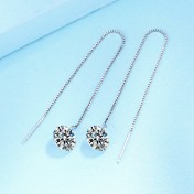 SATN122E100413 韓版S925純銀單鉆耳線氣質輕奢女流蘇簡約耳釘時尚長款耳環耳飾品