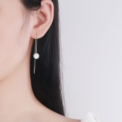 SATN122E100413 韓版S925純銀單鉆耳線氣質輕奢女流蘇簡約耳釘時尚長款耳環耳飾品