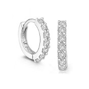 SATN122E100414 S925純銀鑲鉆耳圈日韓版女簡約時尚氣質耳環輕奢小巧甜美耳飾品