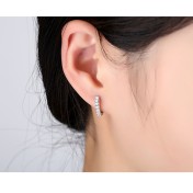 SATN122E100414 S925純銀鑲鉆耳圈日韓版女簡約時尚氣質耳環輕奢小巧甜美耳飾品