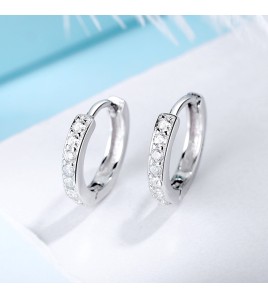 SATN122E100414 S925純銀鑲鉆耳圈日韓版女簡約時尚氣質耳環輕奢小巧甜美耳飾品