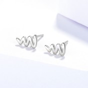 SATN122E100417 S925銀心跳女韓版時尚心電圖耳釘波浪形百搭耳環簡約基礎款耳飾