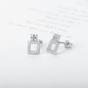 SATN122E100418 韓版S925純銀女生鑲鉆耳釘幾何形時尚個性耳環學生耳飾品地攤貨源