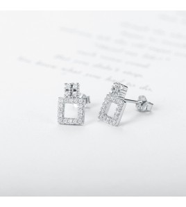 SATN122E100418 韓版S925純銀女生鑲鉆耳釘幾何形時尚個性耳環學生耳飾品地攤貨源