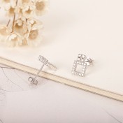 SATN122E100418 韓版S925純銀女生鑲鉆耳釘幾何形時尚個性耳環學生耳飾品地攤貨源